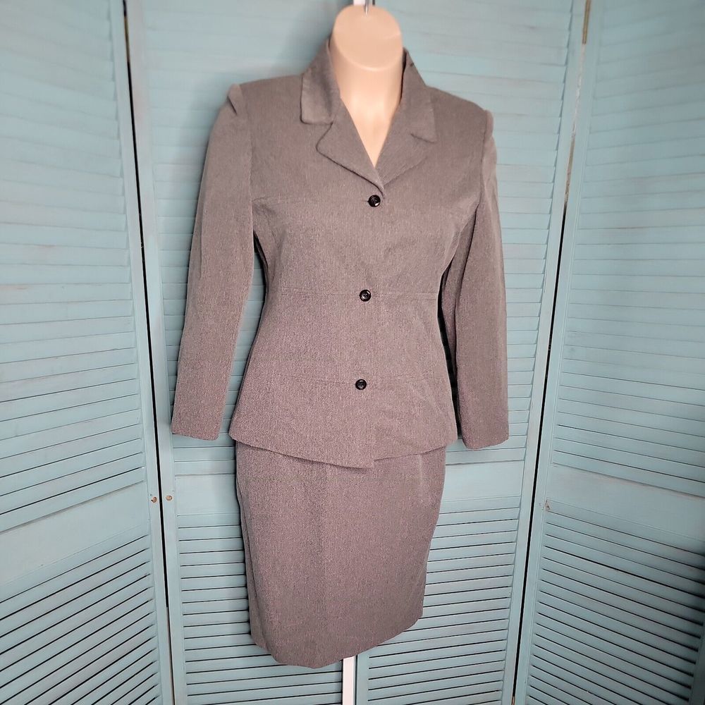 Pret A Porter Suits Classy Blazer Pants & Skirt 3 Piece Outfit Set Sz 14